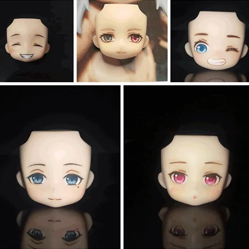 Kolaż przedstawiający różne miny Diipoo Nendoroid